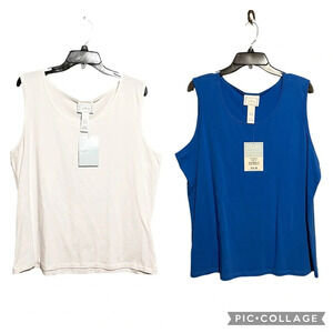 NWT Lot Of 2 City Girl Country Girl Women’s Tank Tops 1X Blue, White